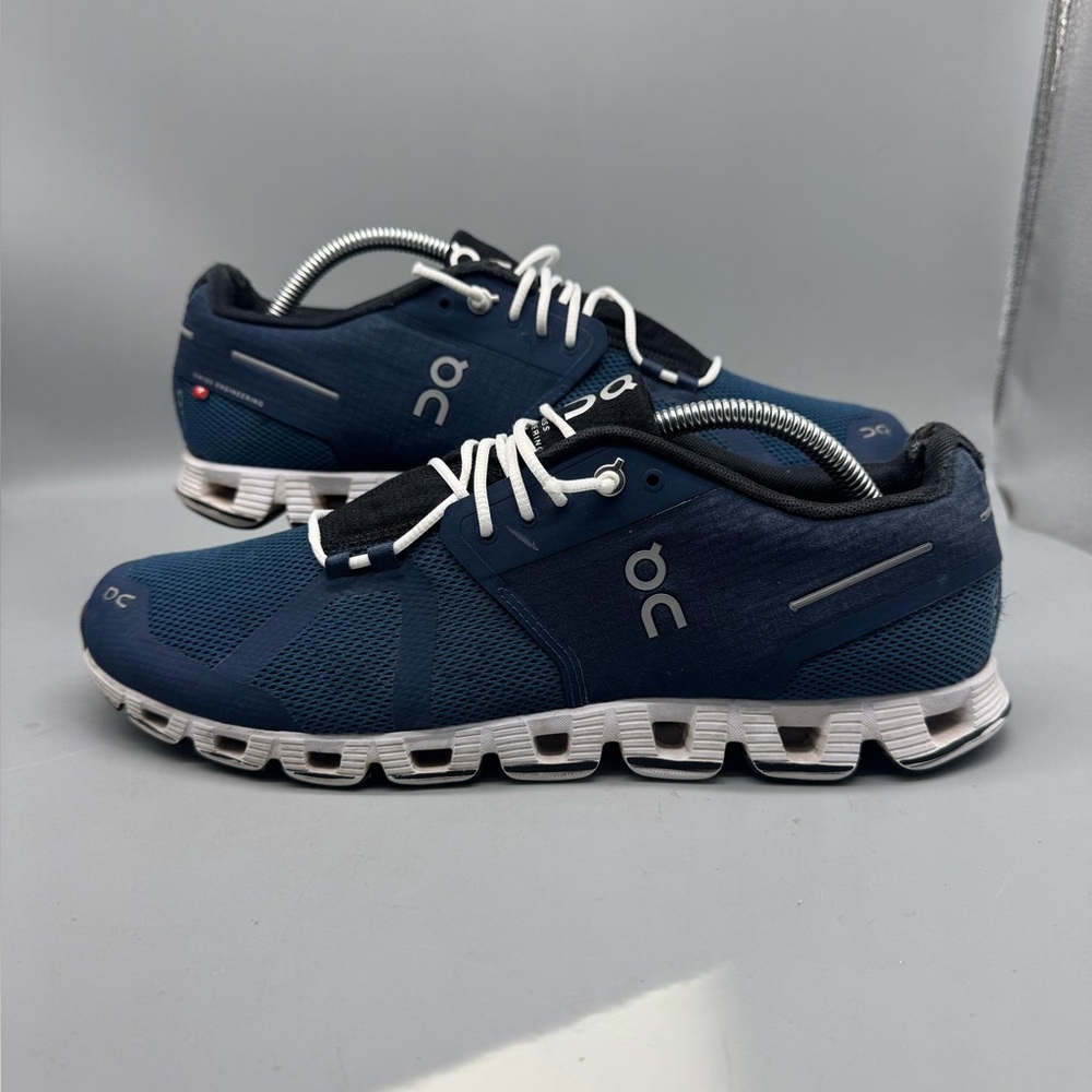 On Cloud Men Running Shoes Blue White Athletic Lace Up Sneakers Size 10.5